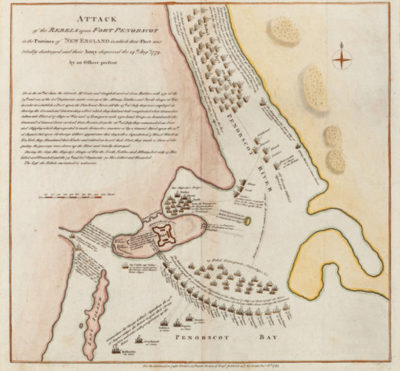 A rare 18 th century map of the Penobscot Expedition in Castine will be auctioned off at the Historical Society’s summer fundraiser.