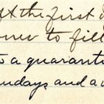 An excerpt from the 1918 annual meeting minutes of what is now the Unitarian Universalist Congregation of Castine referencing the quarantine in place due to the 1918-19 influenza epidemic. The record book is part of the UUCC Archives in the Castine Historical Society collection.